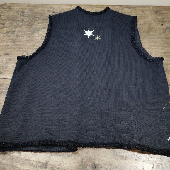 Vintage Designers Original 1X Christmas Sweater Vest Open Front Snowflake - Picture 8 of 8